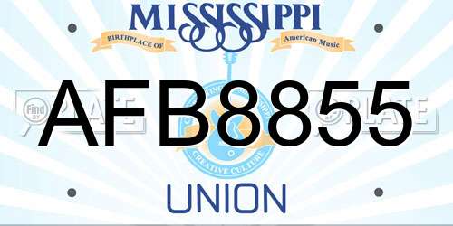 AFB8855 Mississippi License Plate