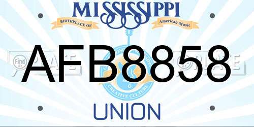 AFB8858 Mississippi License Plate
