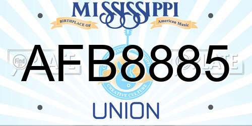 AFB8885 Mississippi License Plate
