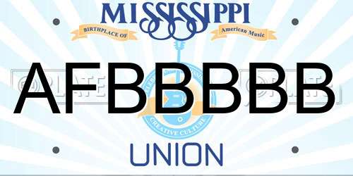 AFBBBBB Mississippi License Plate