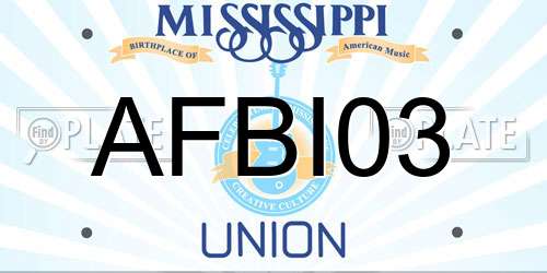 AFBI03 Mississippi License Plate