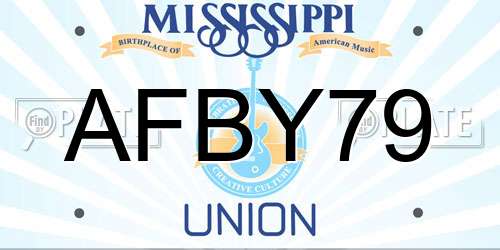 AFBY79 Mississippi License Plate