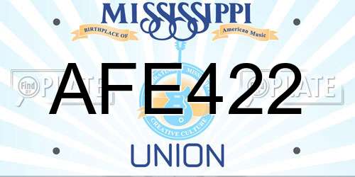 AFE422 Mississippi License Plate