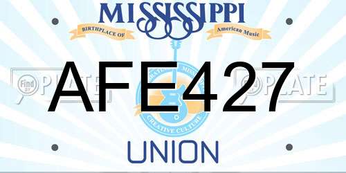 AFE427 Mississippi License Plate