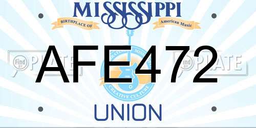 AFE472 Mississippi License Plate