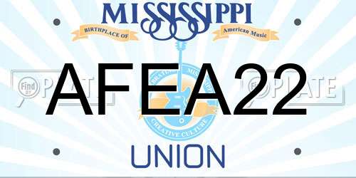 AFEA22 Mississippi License Plate