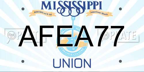 AFEA77 Mississippi License Plate