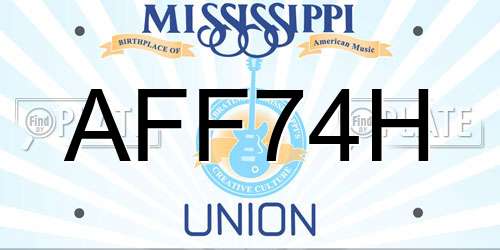 AFF74H Mississippi License Plate