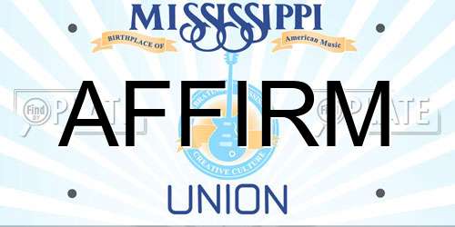 AFFIRM Mississippi License Plate
