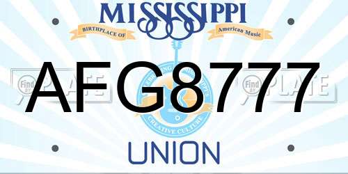 AFG8777 Mississippi License Plate