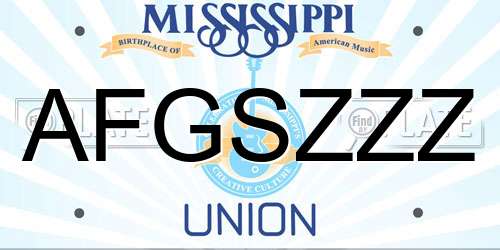 AFGSZZZ Mississippi License Plate