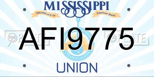 AFI9775 Mississippi License Plate