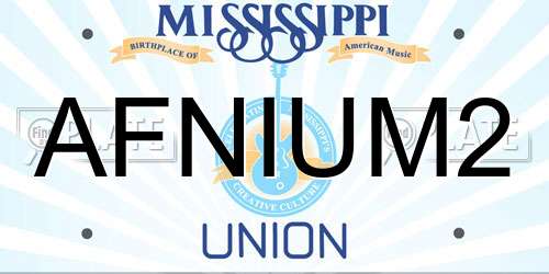 AFNIUM2 Mississippi License Plate