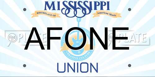 AFONE Mississippi License Plate