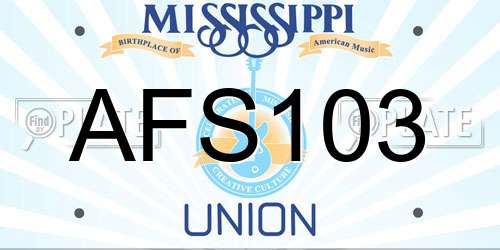 AFS103 Mississippi License Plate