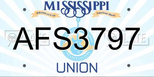 AFS3797 Mississippi License Plate