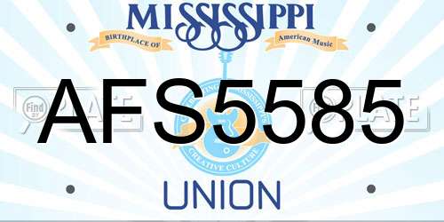 AFS5585 Mississippi License Plate