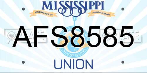 AFS8585 Mississippi License Plate