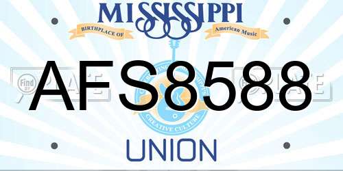 AFS8588 Mississippi License Plate