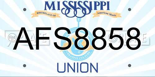 AFS8858 Mississippi License Plate