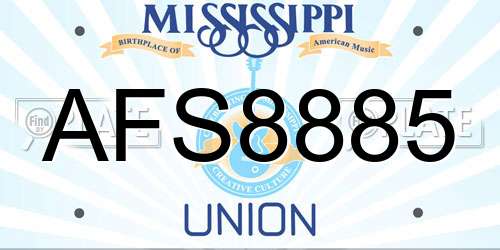 AFS8885 Mississippi License Plate