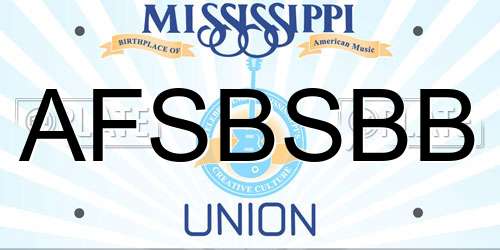 AFSBSBB Mississippi License Plate