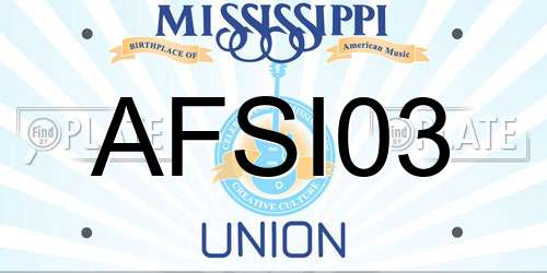 AFSI03 Mississippi License Plate