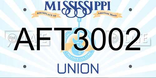 AFT3002 Mississippi License Plate