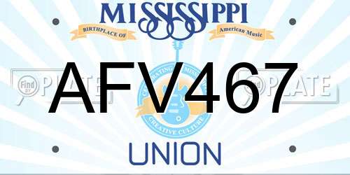 AFV467 Mississippi License Plate