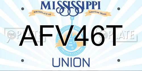 AFV46T Mississippi License Plate