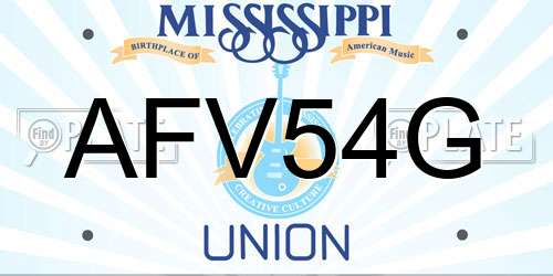 AFV54G Mississippi License Plate