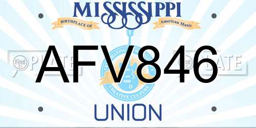 AFV846 Mississippi License Plate