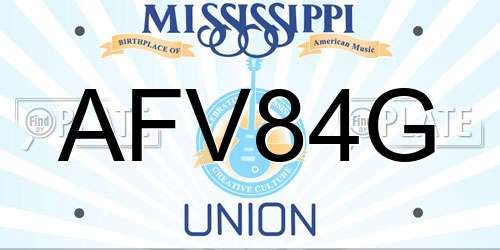 AFV84G Mississippi License Plate