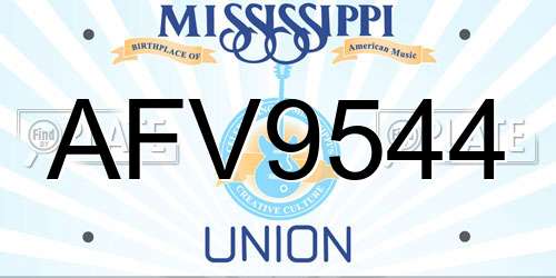 AFV9544 Mississippi License Plate