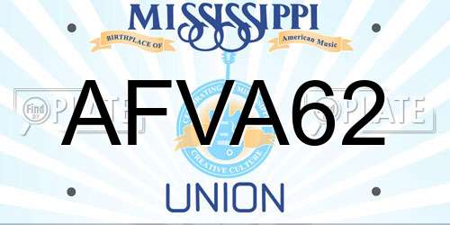 AFVA62 Mississippi License Plate