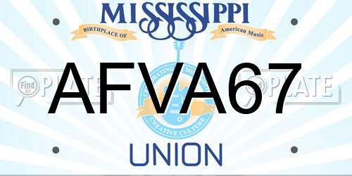 AFVA67 Mississippi License Plate