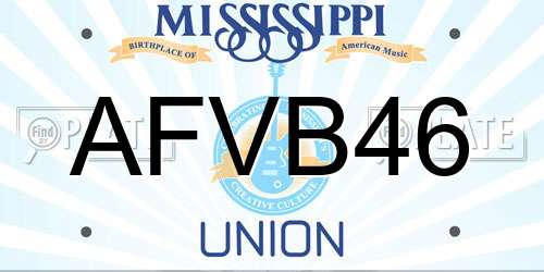 AFVB46 Mississippi License Plate