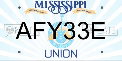 AFY33E Mississippi License Plate