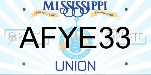 AFYE33 Mississippi License Plate
