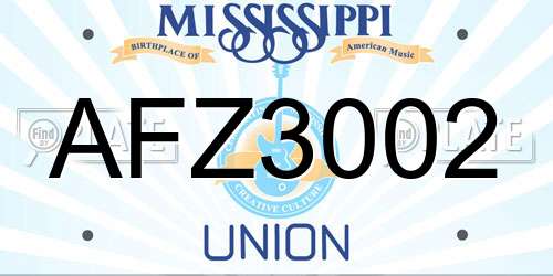 AFZ3002 Mississippi License Plate