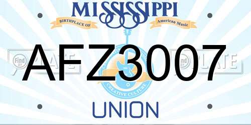 AFZ3007 Mississippi License Plate