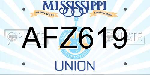 AFZ619 Mississippi License Plate