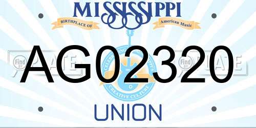AG02320 Mississippi License Plate