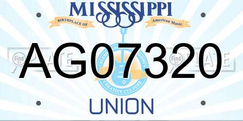 AG07320 Mississippi License Plate