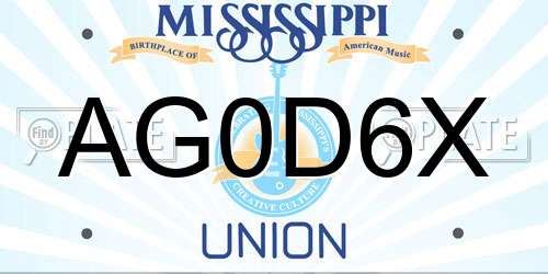 AG0D6X Mississippi License Plate