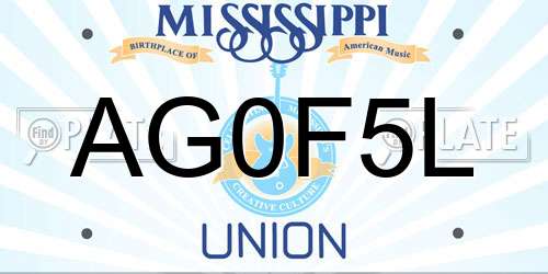 AG0F5L Mississippi License Plate