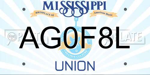 AG0F8L Mississippi License Plate