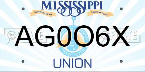 AG0O6X Mississippi License Plate