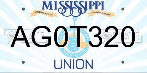 AG0T320 Mississippi License Plate
