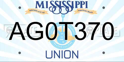 AG0T370 Mississippi License Plate
